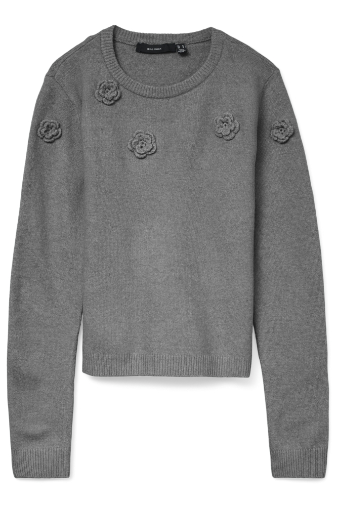 VMROSE LS O-NECK PULLOVER BOO 10331434 MEDIUM GREY MELANGE